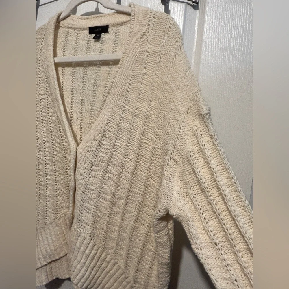 J. Crew Point Sur open‎ knit cardigan women’s XS boxy cream coastal cowgirl boho